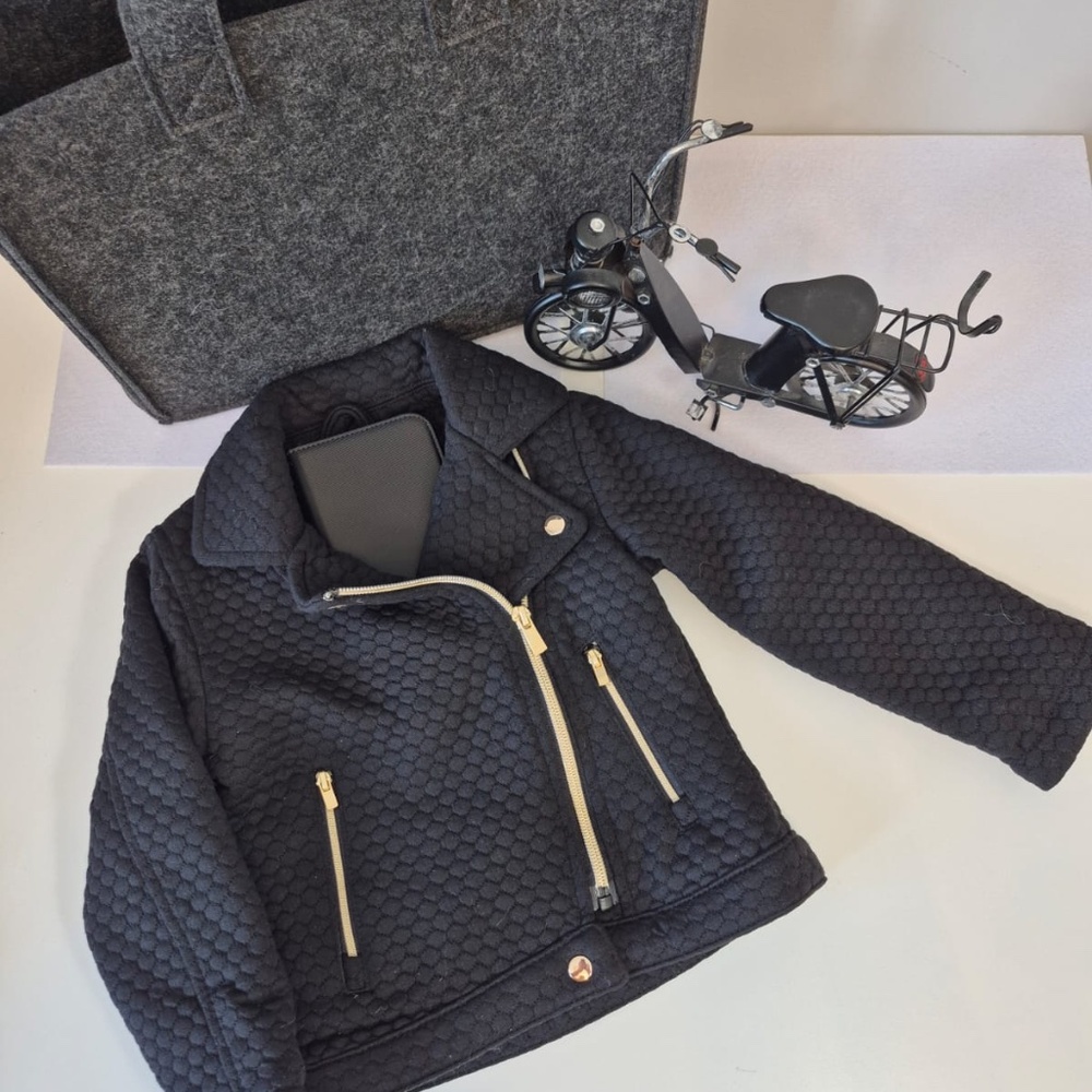 Black Jacket with Texture and Gold Detailing